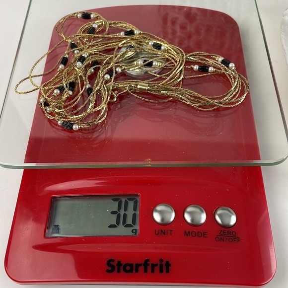 Multi Strand Gold Tone Pearls and Black Beads - Picture 9 of 10